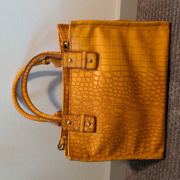 Jessica Simpson Yellow Croc-Embossed Satchel - Picture 3 of 11